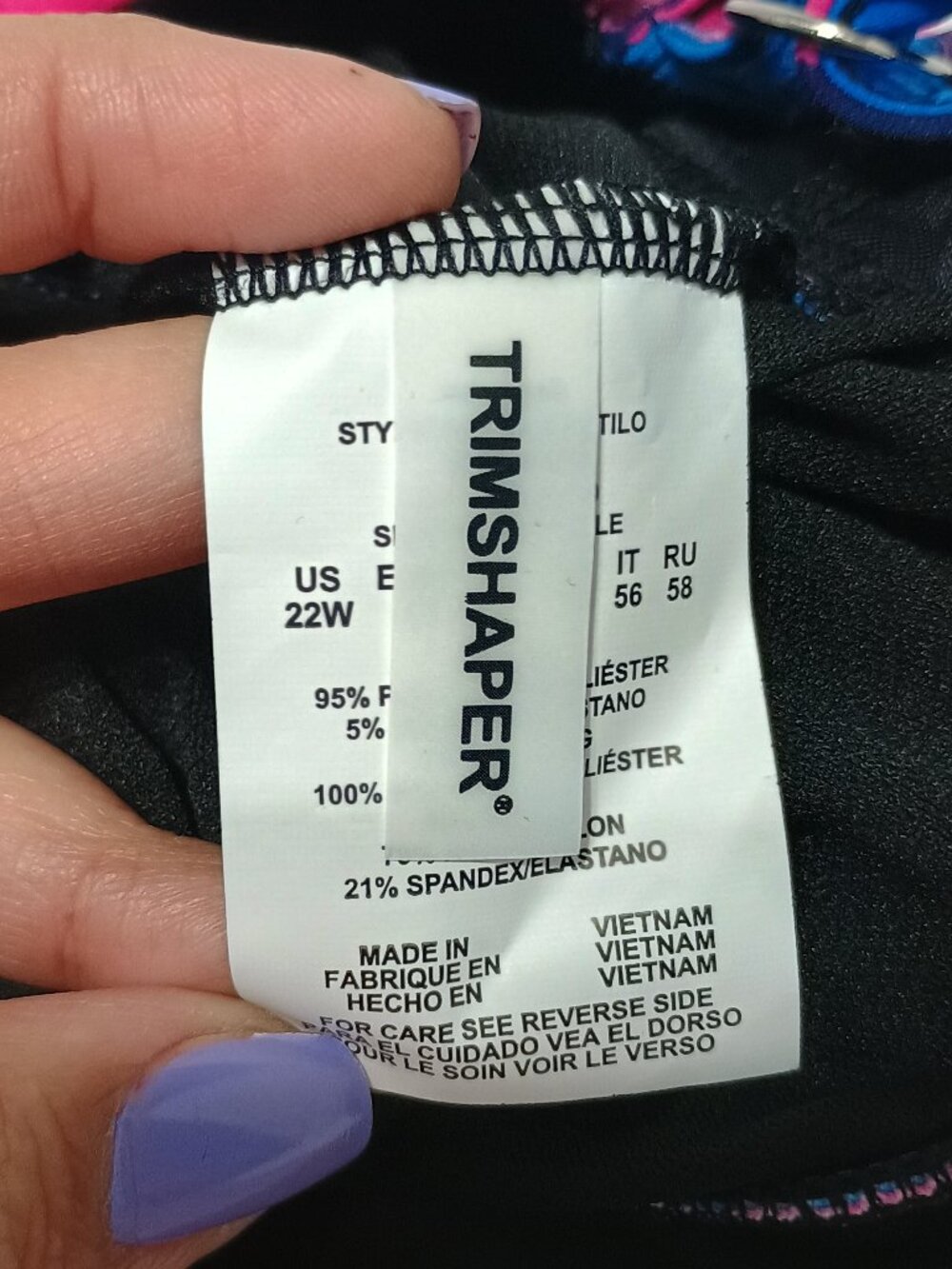 Trimshaper Blue Pink Tiered Tankini Top NWT Size 22W Abstract Print Shaping Swim - Picture 10 of 10